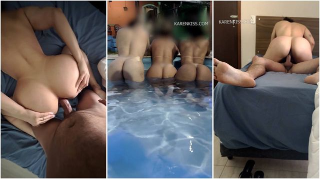 Ele acordou querendo meu cuzinho e ficou perdido com a festinha na piscina