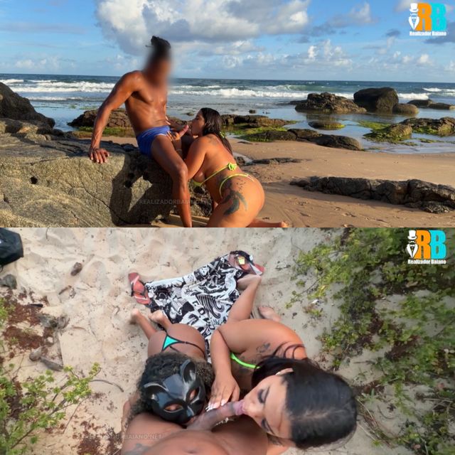 Levei a Yasmin e a BabyLuz na praia e acabamos fudendo enquanto outras pessoas assistiam 